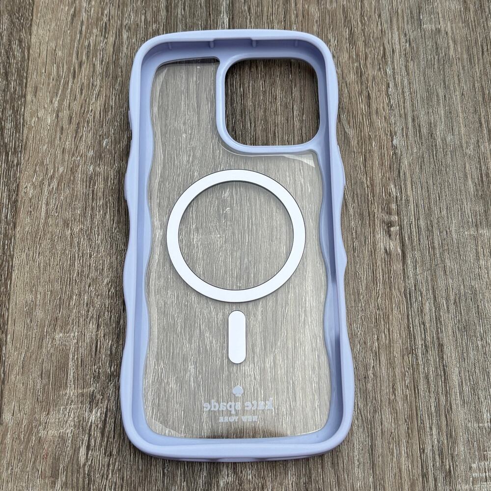 Kate Spade iPhone 16 Pro Max Wavy Clear Case Periwinkle NWOB - Picture 2 of 3